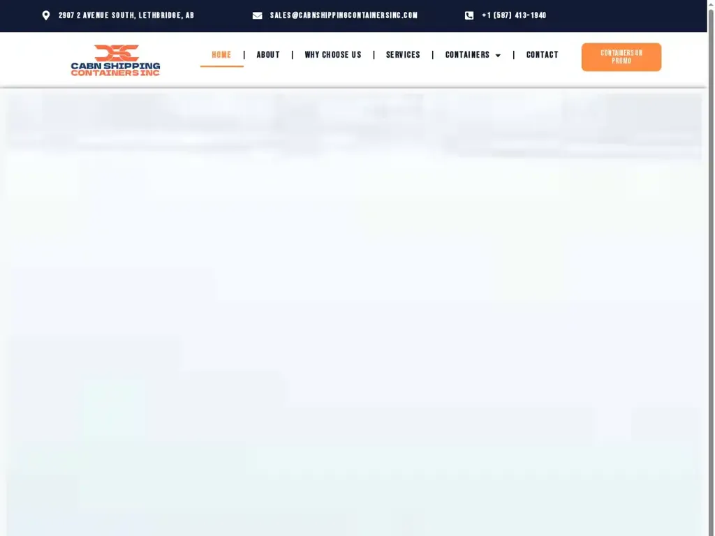 Screenshot of Container scam website "CABN SHIPPING CONTAINERS INC"