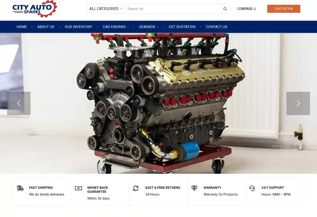 Screenshot of Non-Delivery scam website "Cautospares.com"