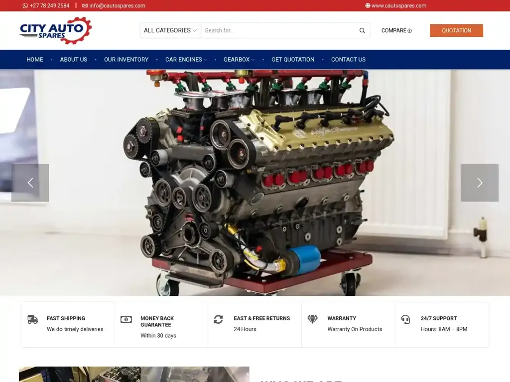 Screenshot of Non-Delivery scam website "City Auto Spares"