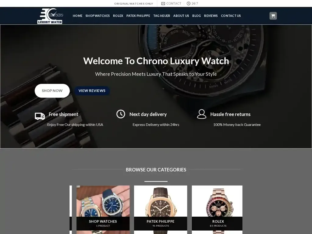 Screenshot of Non-Delivery scam website "New-luxury-watch-shop-NewYork - Buy Luxury Watch USA"