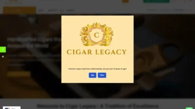 Screenshot of Non-Delivery scam website "Cigarlegacy.com"
