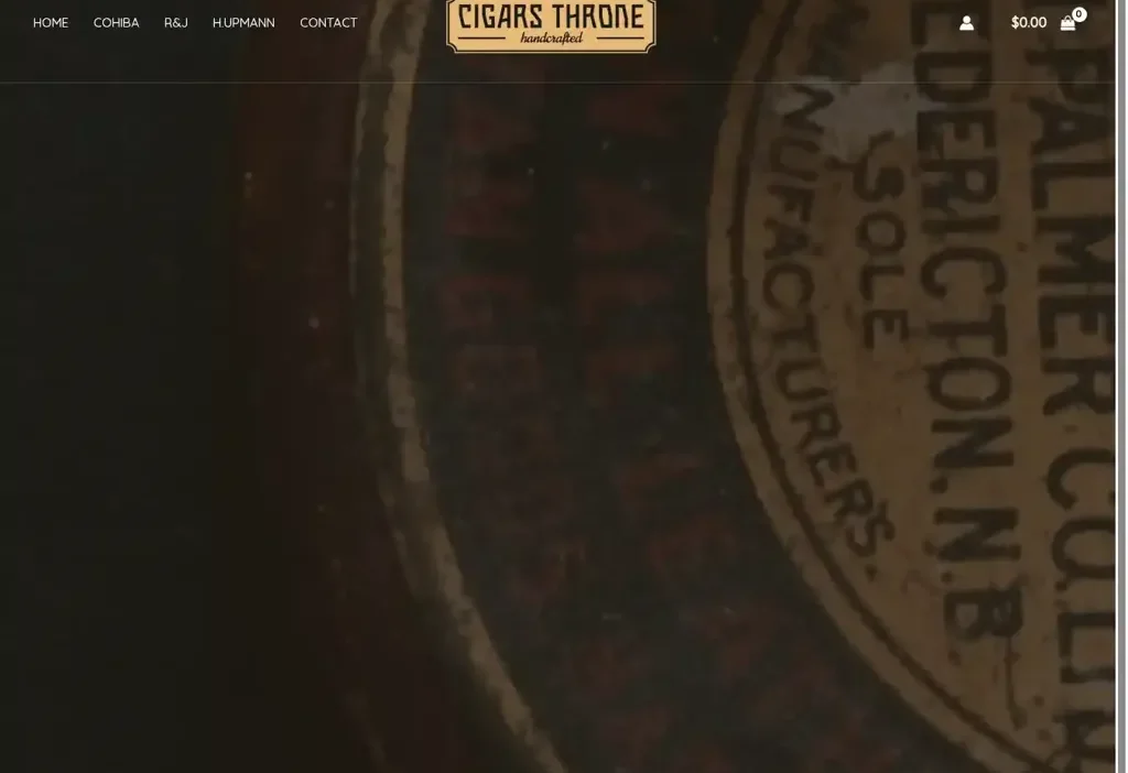 Screenshot of Non-Delivery scam website "Cigarsthrone.com"