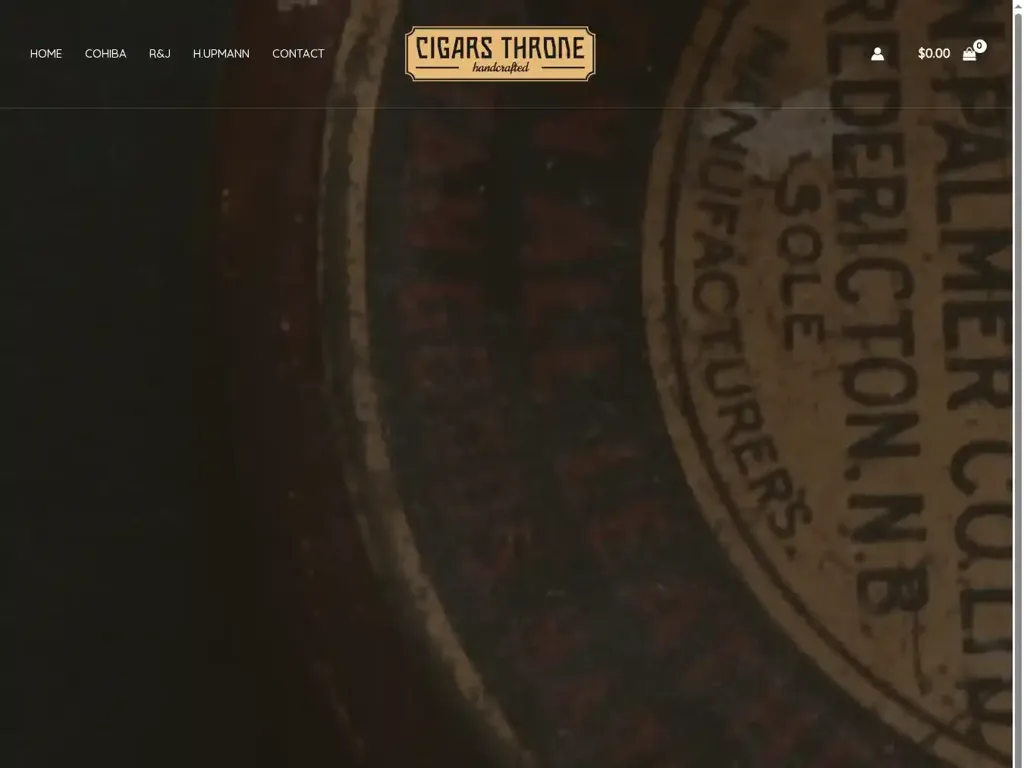 Screenshot of Non-Delivery scam website "Home - cigars throne"