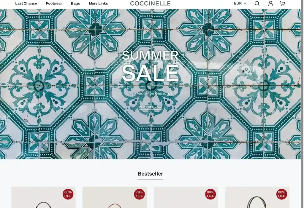 Screenshot of Non-Delivery scam website "Coccinelle-hot.com"