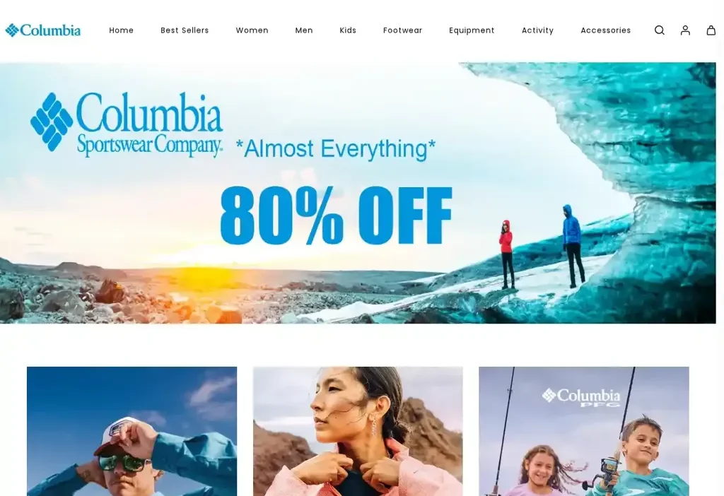 Screenshot of Non-Delivery scam website "Columbiaausale.com"