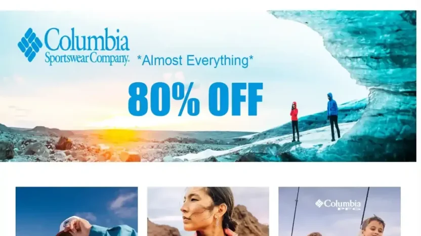 Screenshot of Non-Delivery scam website "Columbiaausale.com"