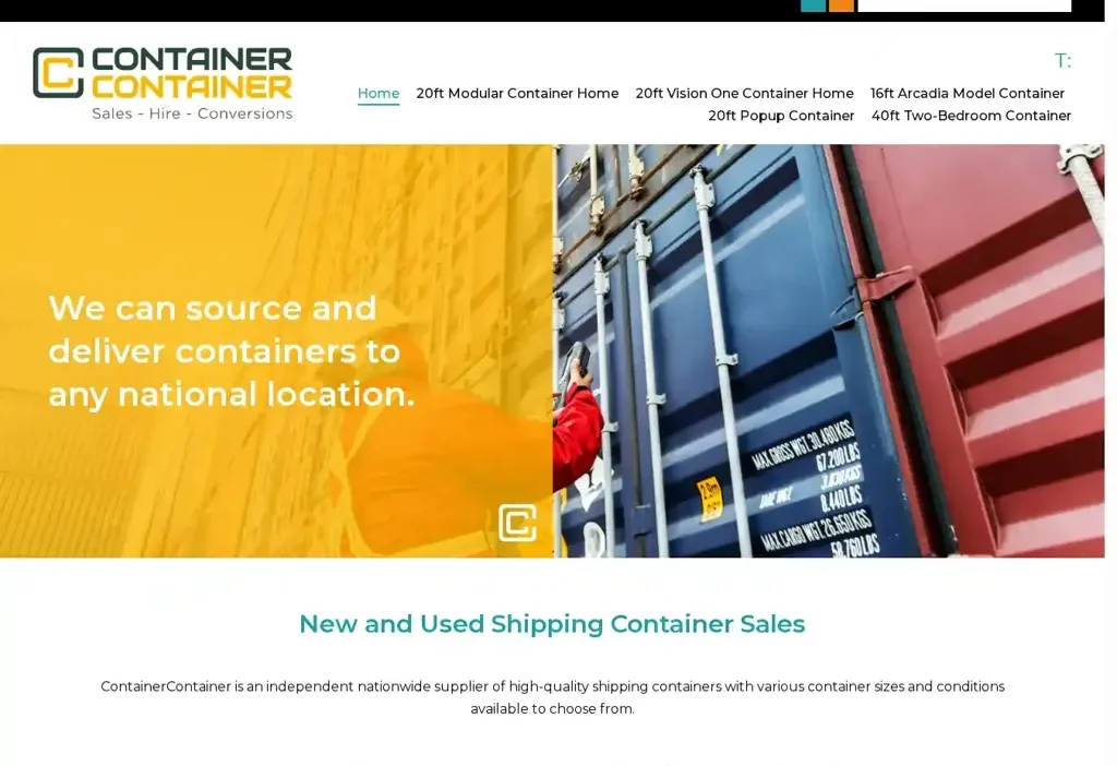 Screenshot of Non-Delivery scam website "Containersaleshub.online"