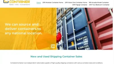 Screenshot of Non-Delivery scam website "Containersaleshub.online"