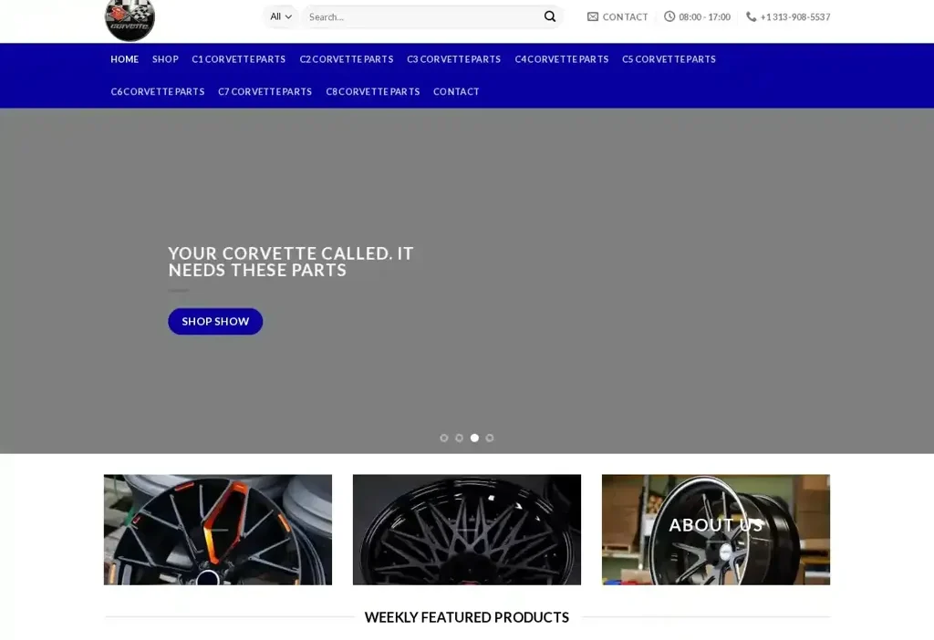 Screenshot of Non-Delivery scam website "Corvetteautopartforsale.com"