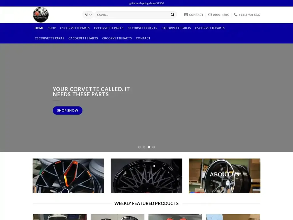 Screenshot of Non-Delivery scam website "corvetteautopartforsale.com"