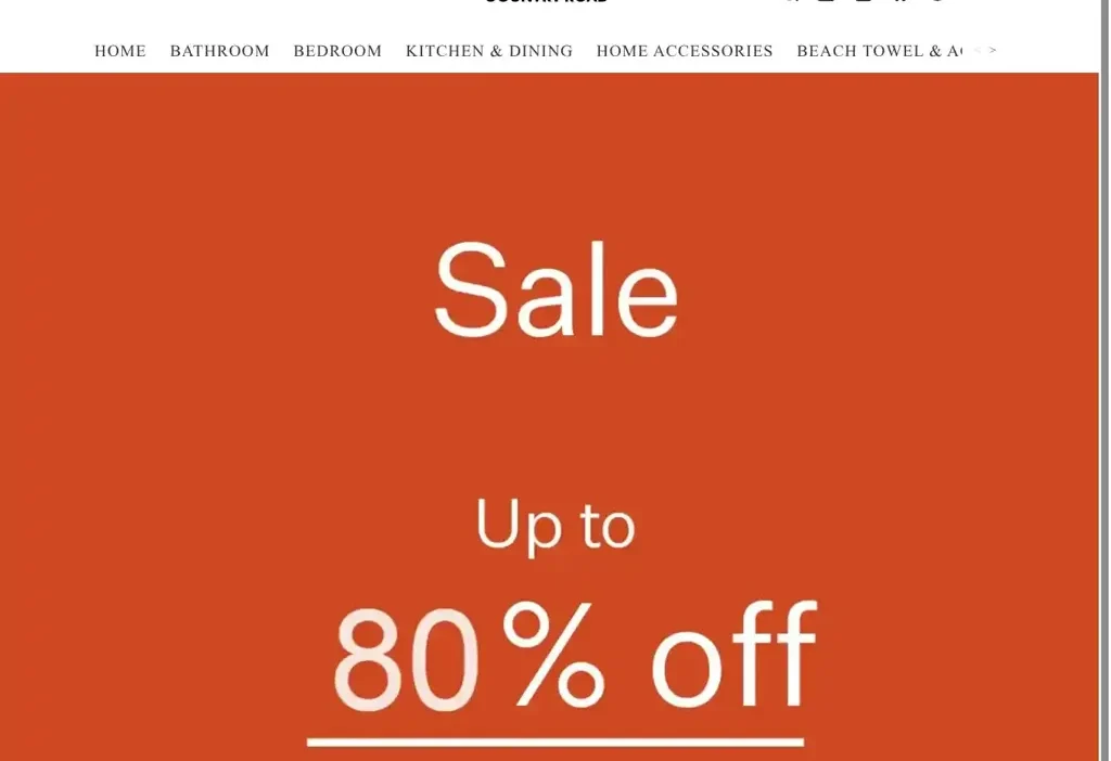 Screenshot of Non-Delivery scam website "Countrysaleroad.store"