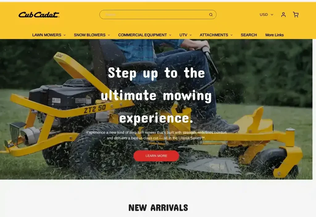 Screenshot of Non-Delivery scam website "Cubcadet-sale.shop"