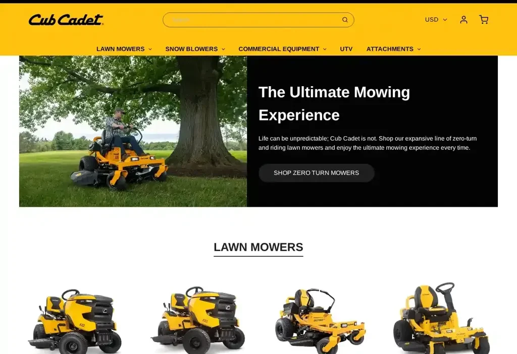 Screenshot of Non-Delivery scam website "Cubcadetssale.com"
