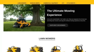 Screenshot of Non-Delivery scam website "Cubcadetssale.com"