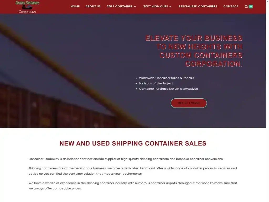 Screenshot of Non-Delivery scam website "Home - Supplies Inter-modal Container Solutions"
