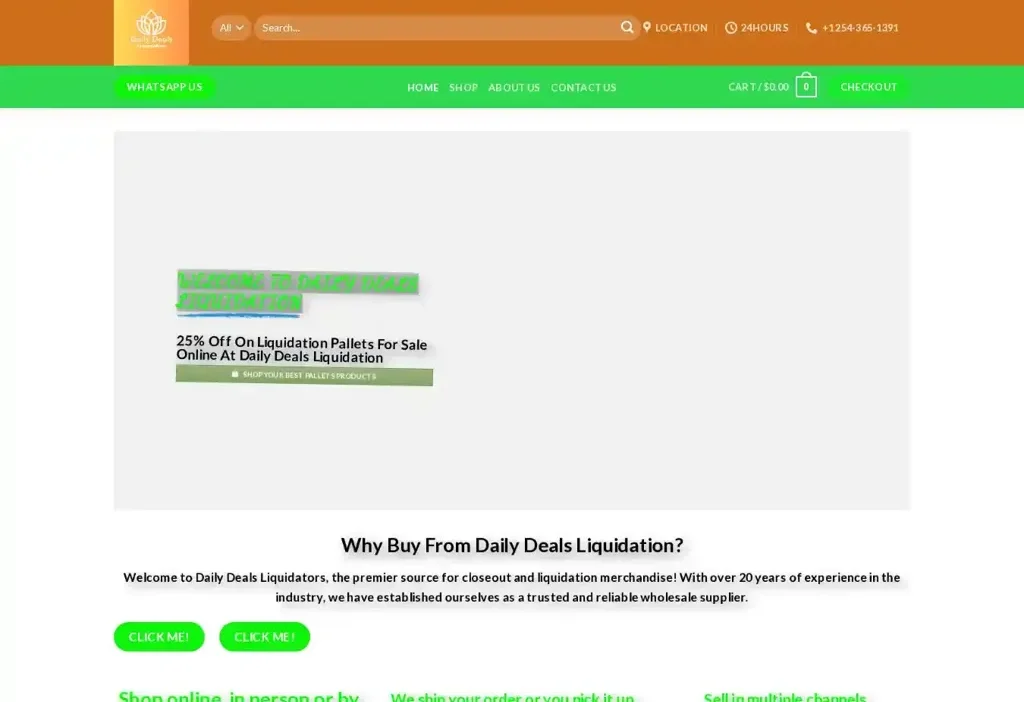 Screenshot of Liquidation scam website "Dailydealliquidation.com"