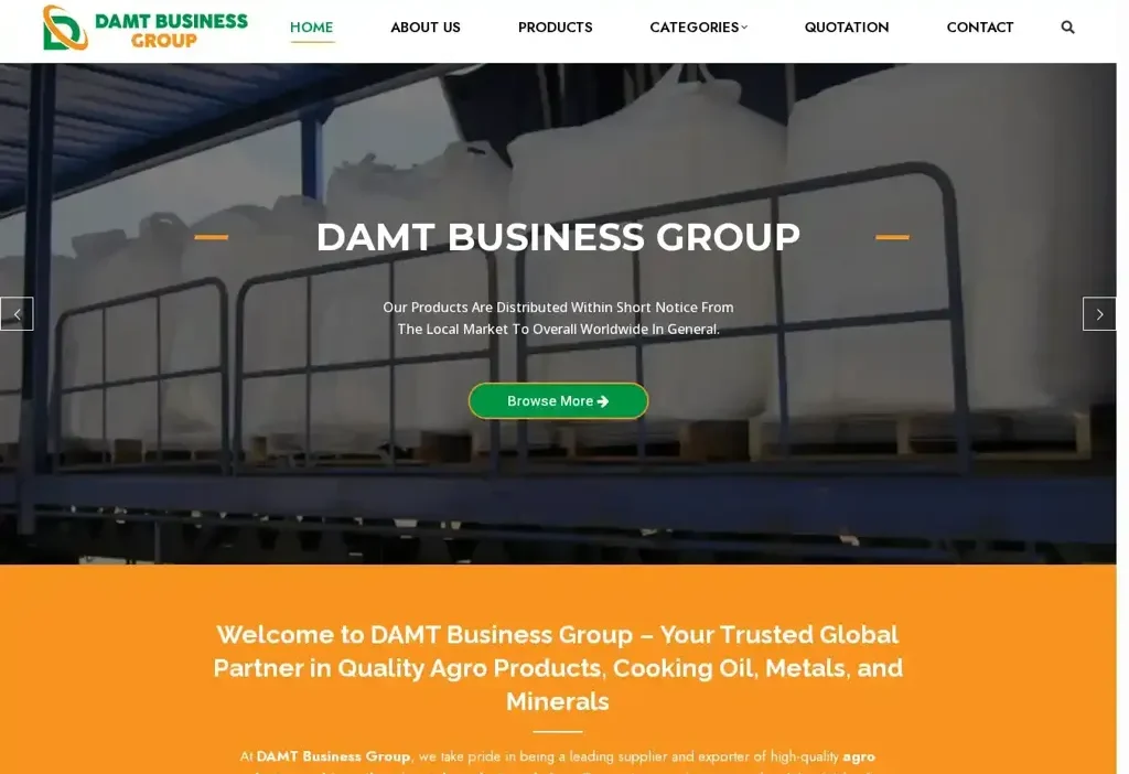 Screenshot of Non-Delivery scam website "Damtbgroup.com"