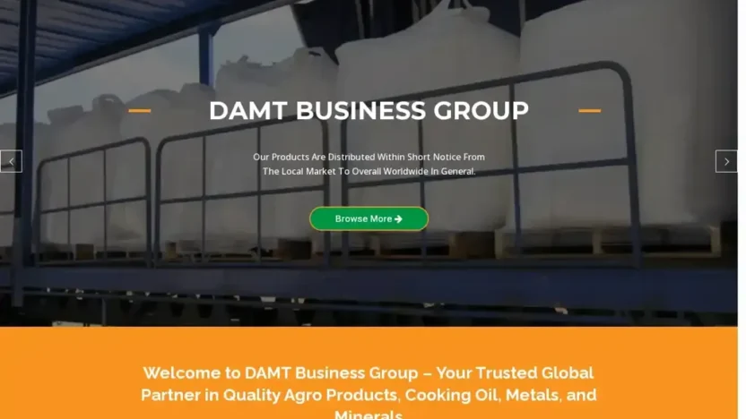 Screenshot of Non-Delivery scam website "Damtbgroup.com"