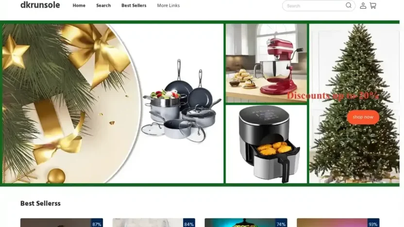 Screenshot of Non-Delivery scam website "Dkrunsole.com"