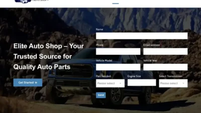Screenshot of Non-Delivery scam website "Eliteautoshop.com"