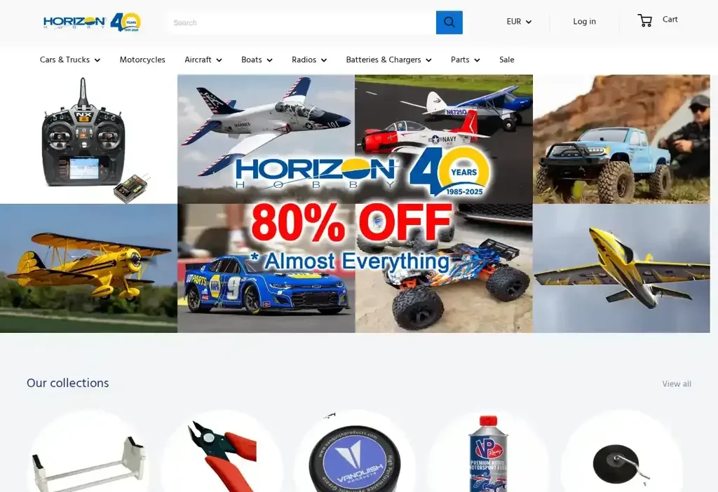Screenshot of Non-Delivery scam website "Euhorizonhobby.com"