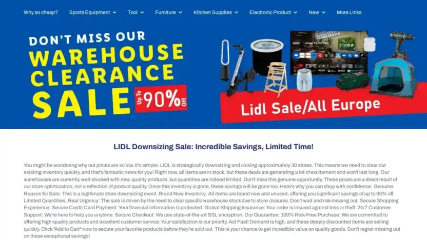 Screenshot of Non-Delivery scam website "Euliduen.com"