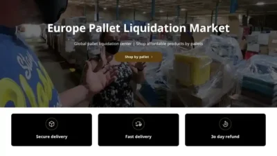 Screenshot of Liquidation scam website "Europepalletliquidation.com"