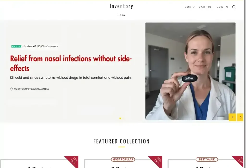 Screenshot of Non-Delivery scam website "Exclusivearea.shop"