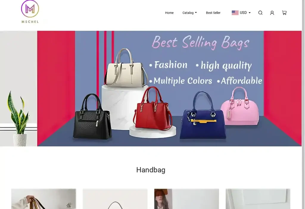 Screenshot of Non-Delivery scam website "Featuredbagshop.online"
