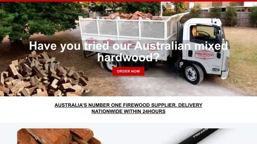 Screenshot of Non-Delivery scam website "Firewoodforsaleau.com"