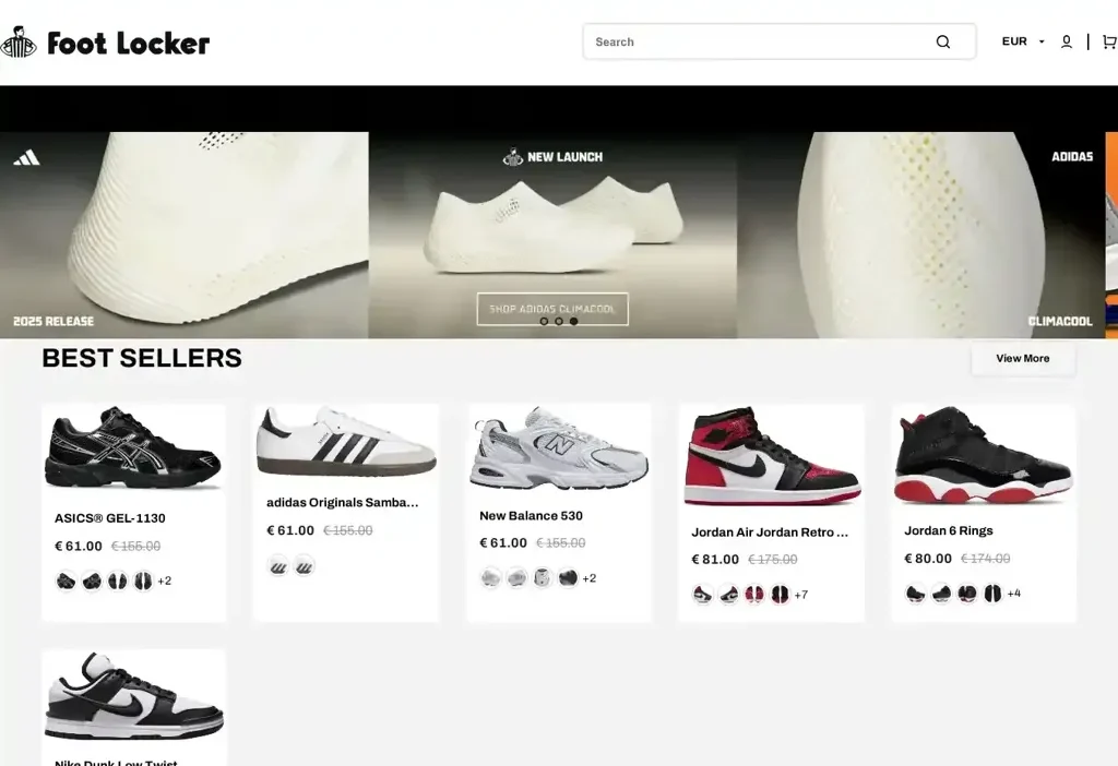 Screenshot of Non-Delivery scam website "Footslocker.shop"