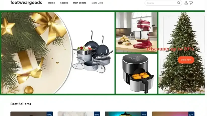 Screenshot of Non-Delivery scam website "Footweargoods.com"