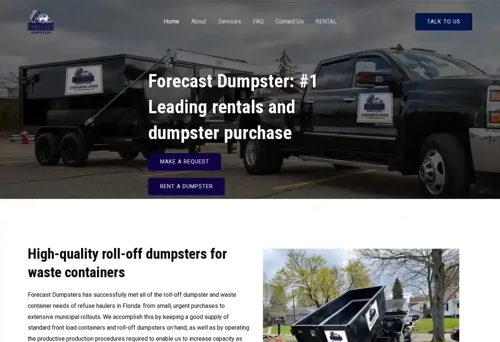 Screenshot of Non-Delivery scam website "Forecastdumpster.com"