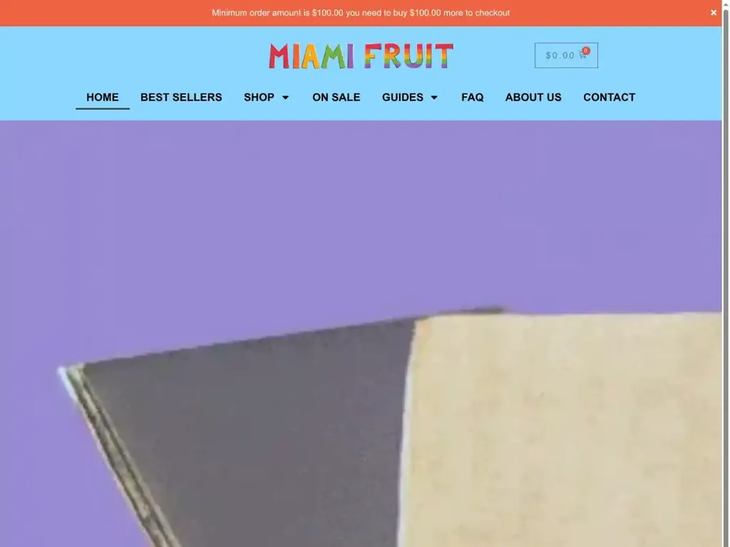 Screenshot of Non-Delivery scam website "Home - Fresh Exotic Fruits Farm"