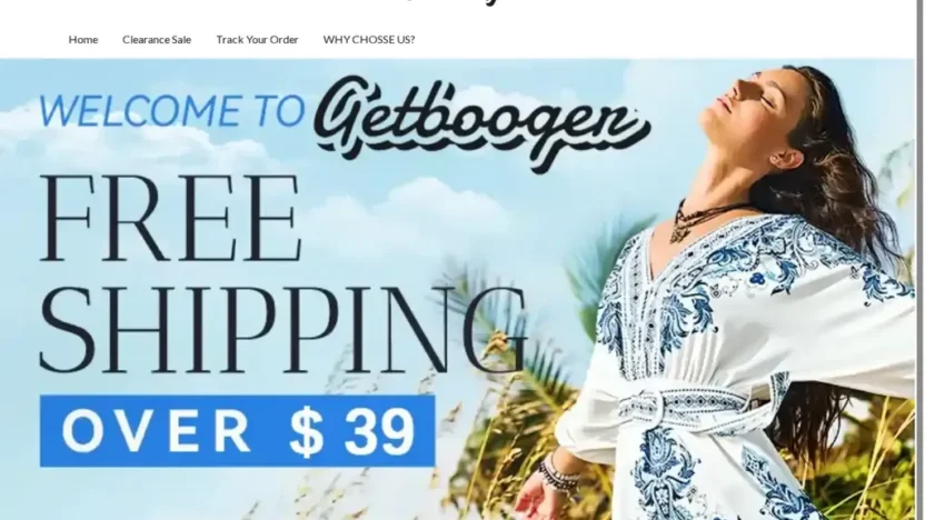 Screenshot of Non-Delivery scam website "Getbooger.com"