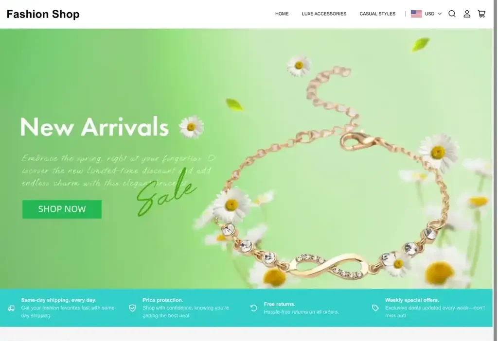 Screenshot of Non-Delivery scam website "Giftsjewelrys.com"