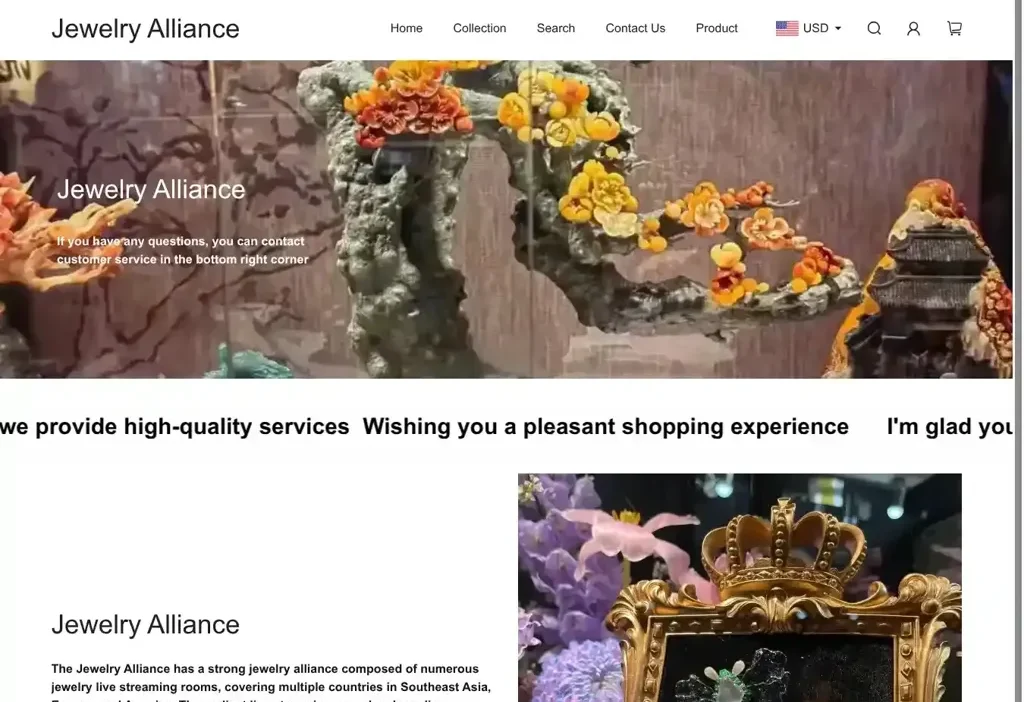 Screenshot of Non-Delivery scam website "Gojewelryalliance.com"