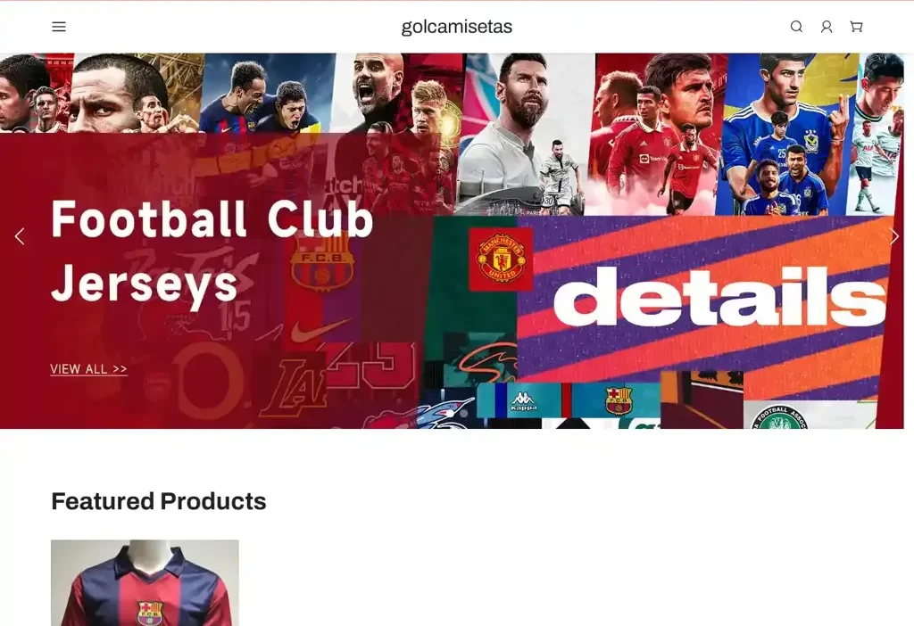 Screenshot of Non-Delivery scam website "Golcamisetas.com"