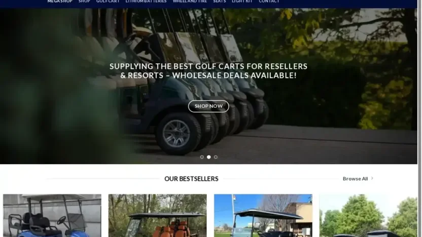 Screenshot of Non-Delivery scam website "Golfcartdistribution.com"