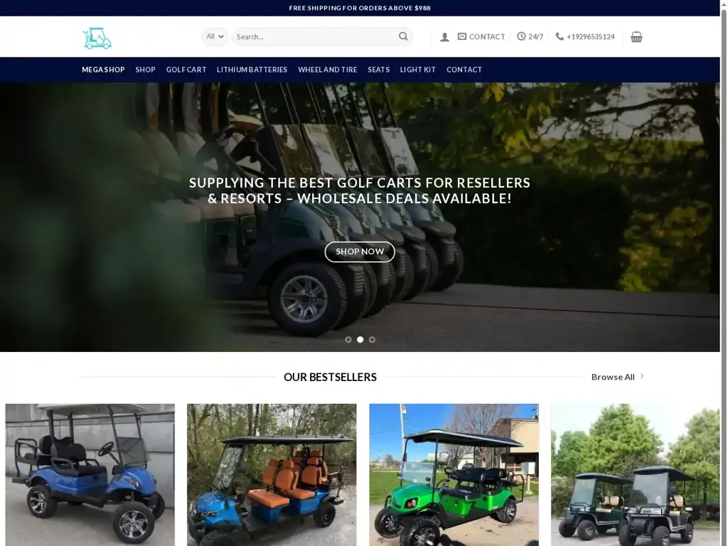 Screenshot of Non-Delivery scam website "golfcartdistribution.com"