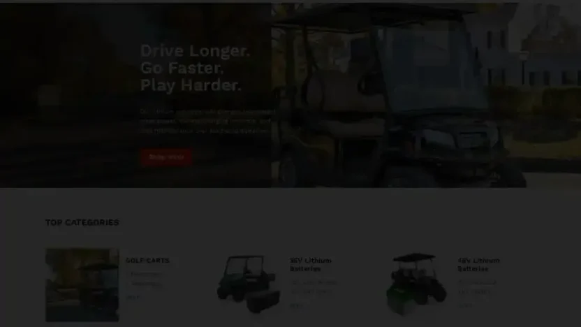 Screenshot of Non-Delivery scam website "Golfcartss.com"