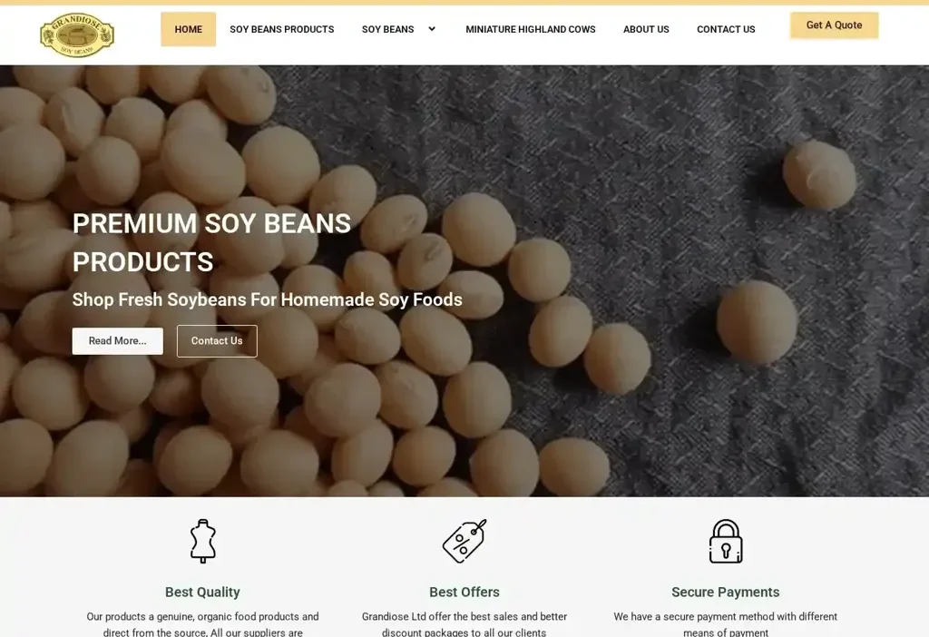 Screenshot of Non-Delivery scam website "Grandioseltd.com"