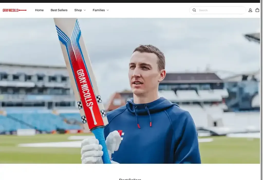 Screenshot of Non-Delivery scam website "Graynicollscricket.com"