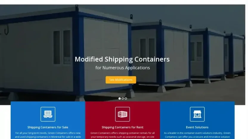 Screenshot of Container scam website "Green-containers.com"