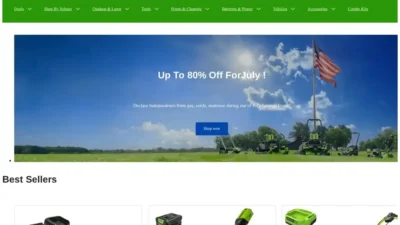 Screenshot of Non-Delivery scam website "Greenworksusa.shop"