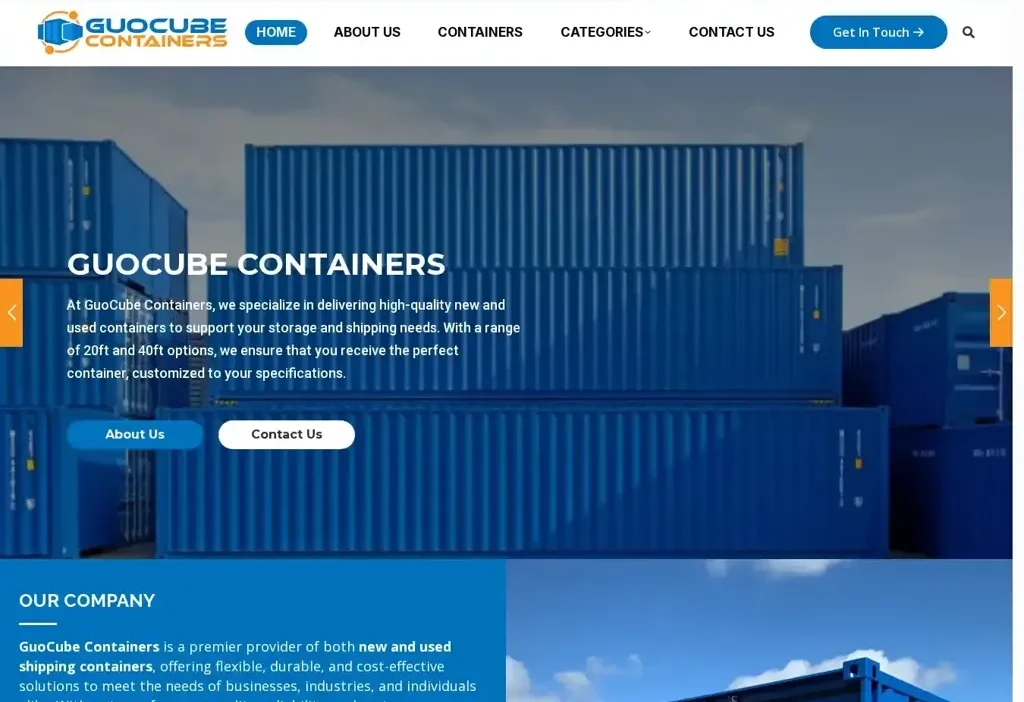 Screenshot of Non-Delivery scam website "Guocubecontainers.com"