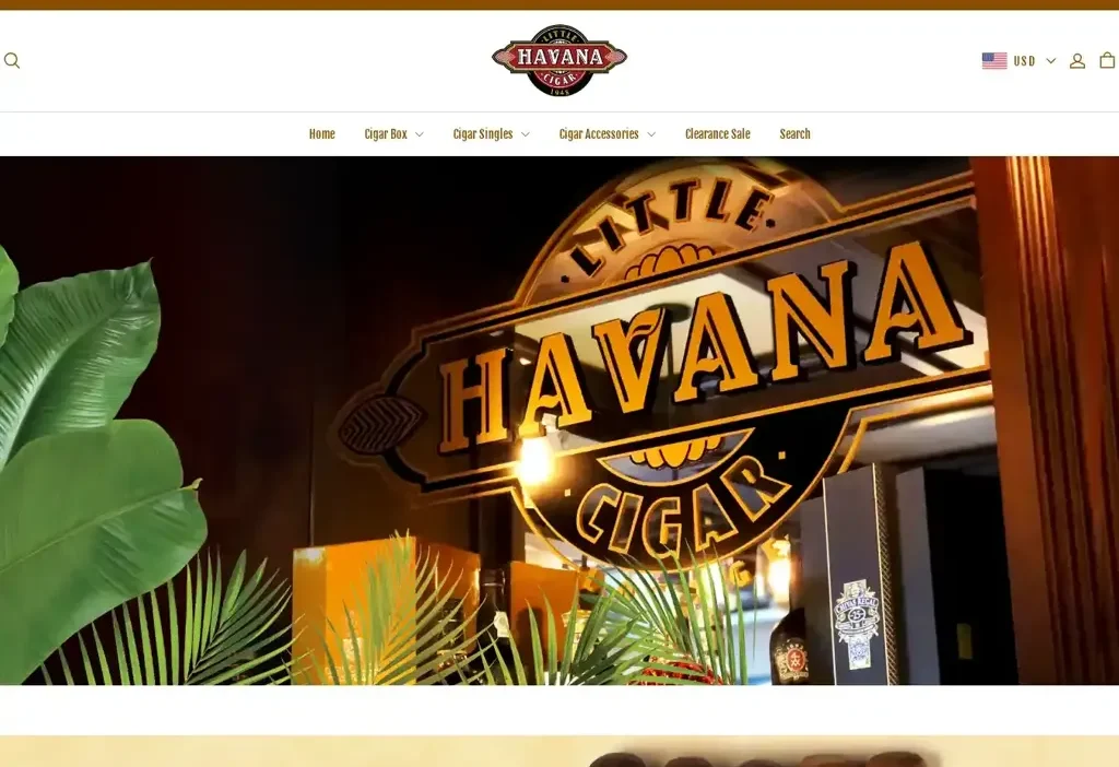 Screenshot of Non-Delivery scam website "Havanacigarstores.com"