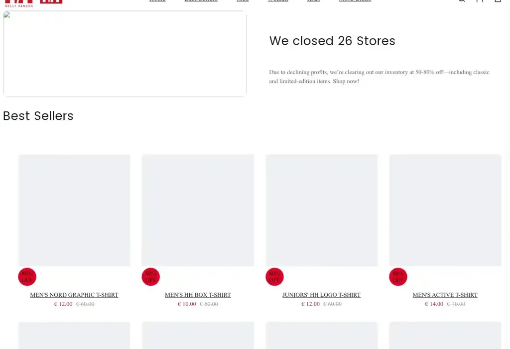 Screenshot of Non-Delivery scam website "Hellyhansen-vip.com"