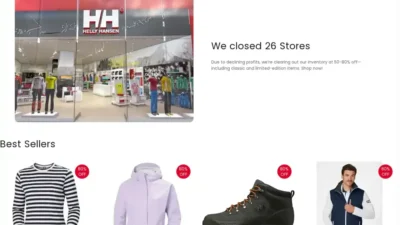 Screenshot of Non-Delivery scam website "Hellyhansensale.shop"