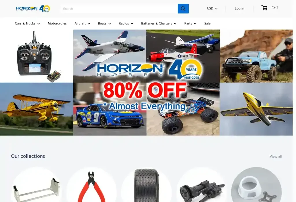 Screenshot of Non-Delivery scam website "Horizonhobbyeu.com"